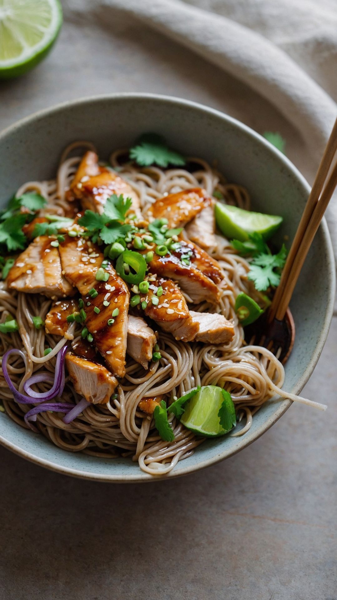 How to make Honey Lime Chicken Soba Noodle Salad Recipe
