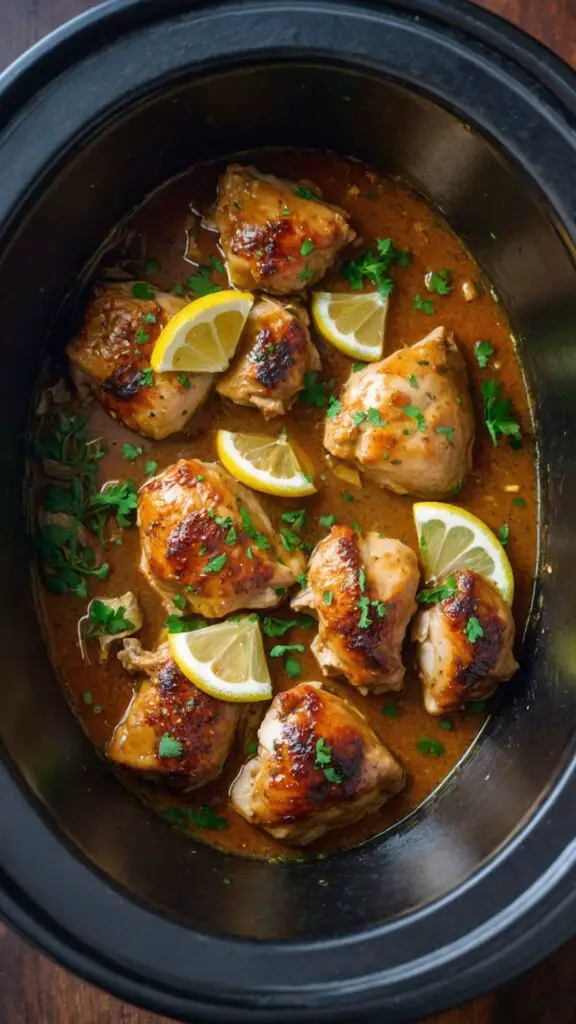 Slow Cooker Lemon Garlic Chicken Thighs Freezer To Crock Pot copycat recipe Slow Cooker Lemon Garlic Chicken Thighs Freezer To Crock Pot copycat recipe