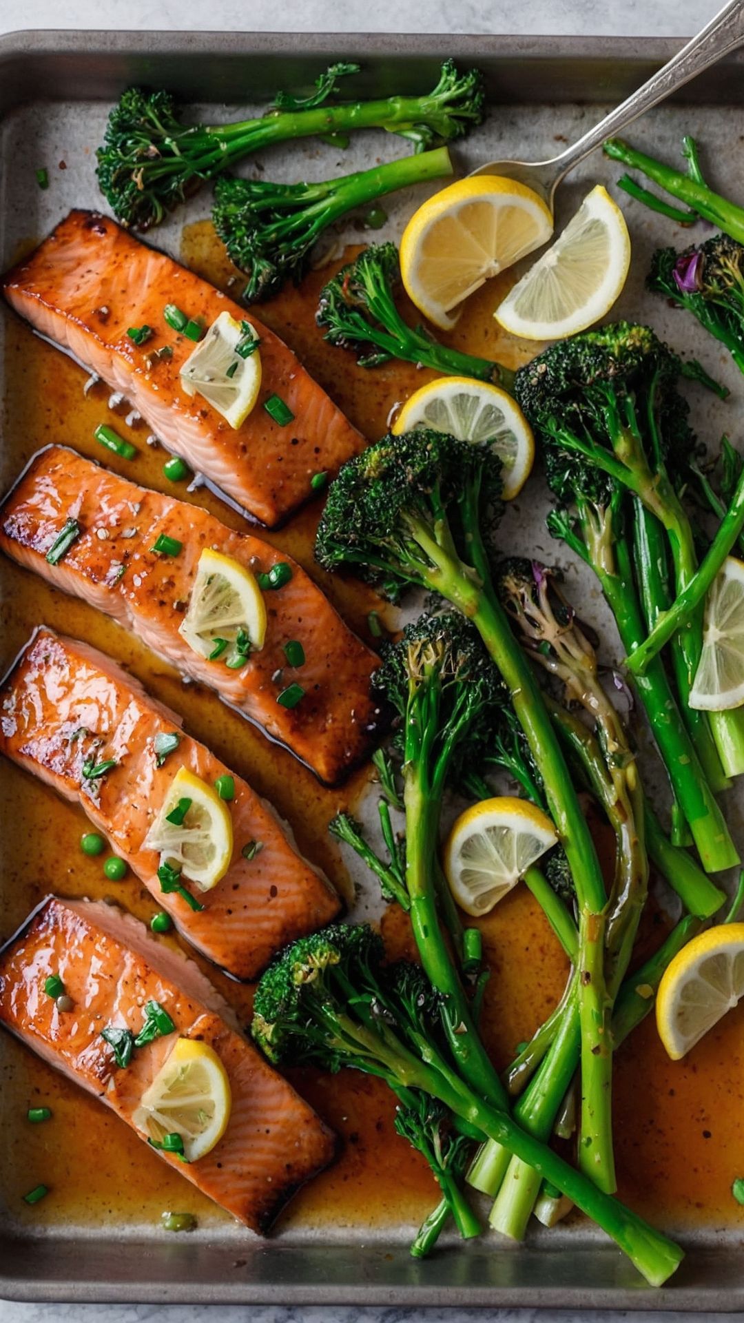 honey lemon sheet pan salmon broccolini copycat recipe