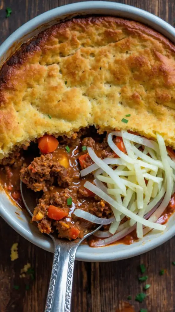 how to make chili pot pies with cornbread crust