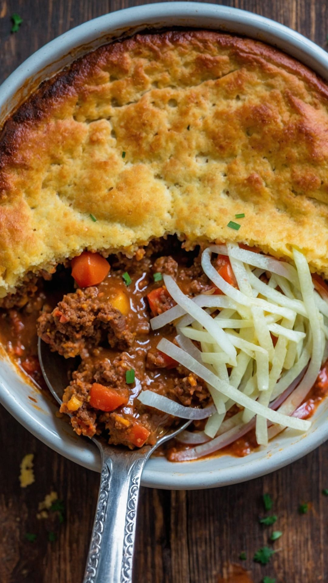 how to make chili pot pies with cornbread crust