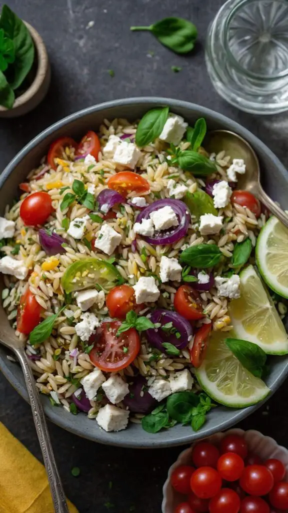 how to make herbed orzo pasta salad with feta