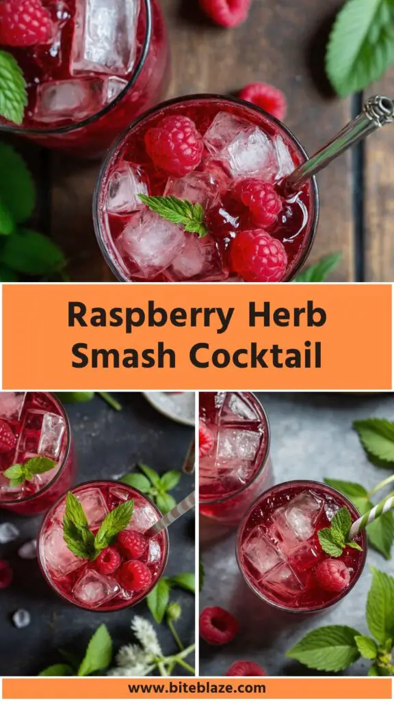 raspberry herb smash cocktail
