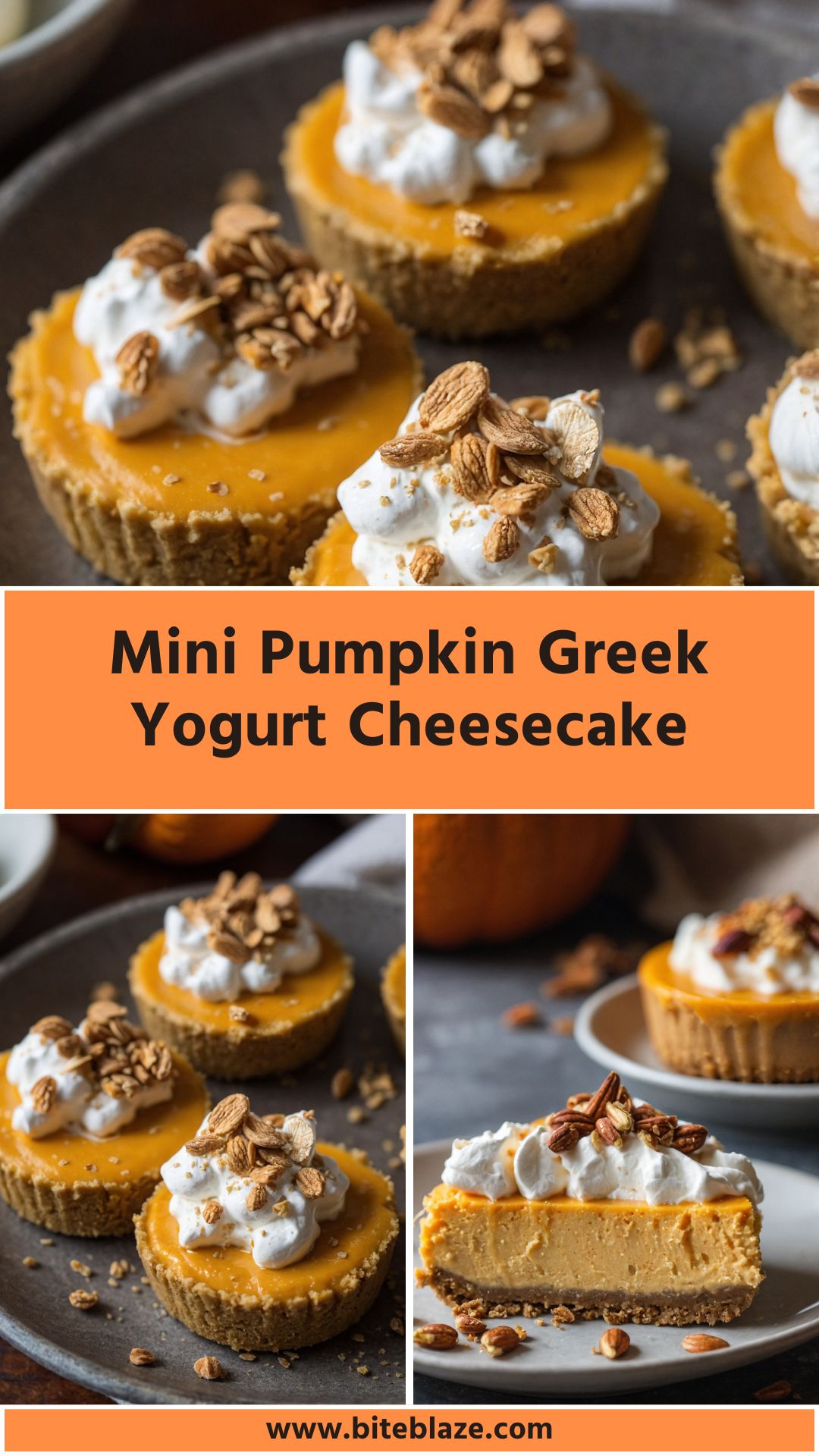 Mini Pumpkin Greek Yogurt Cheesecake – Bite Blaze