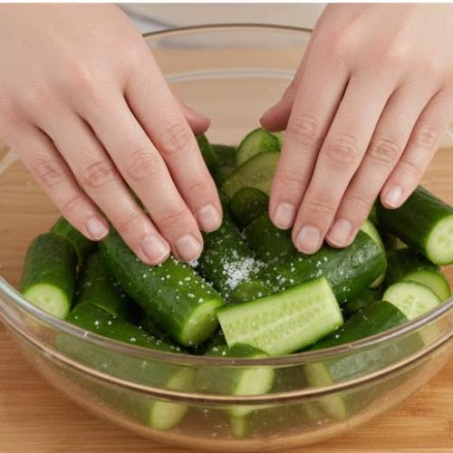 Step 3: Salt the Cucumbers