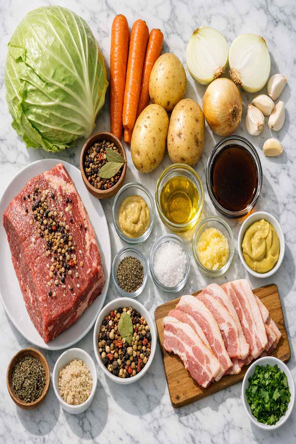 Baked Corned Beef And Cabbage Recipe ingredients