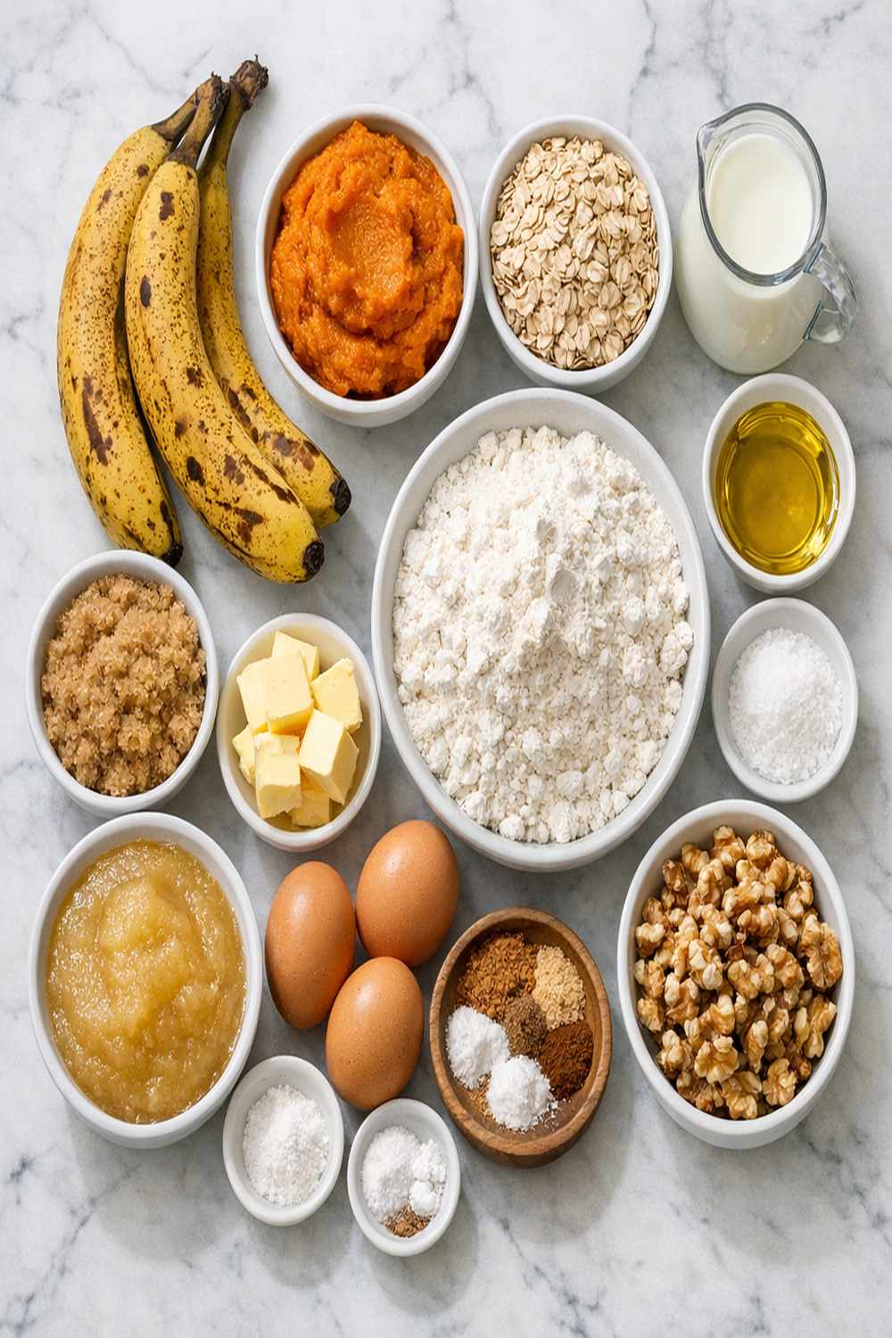 Banana Pumpkin Muffins Recipe ingredients