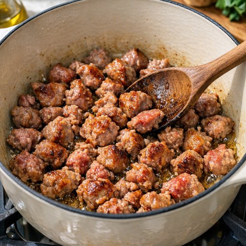 Step 1: Brown Your Sausage for Deep Flavor Development