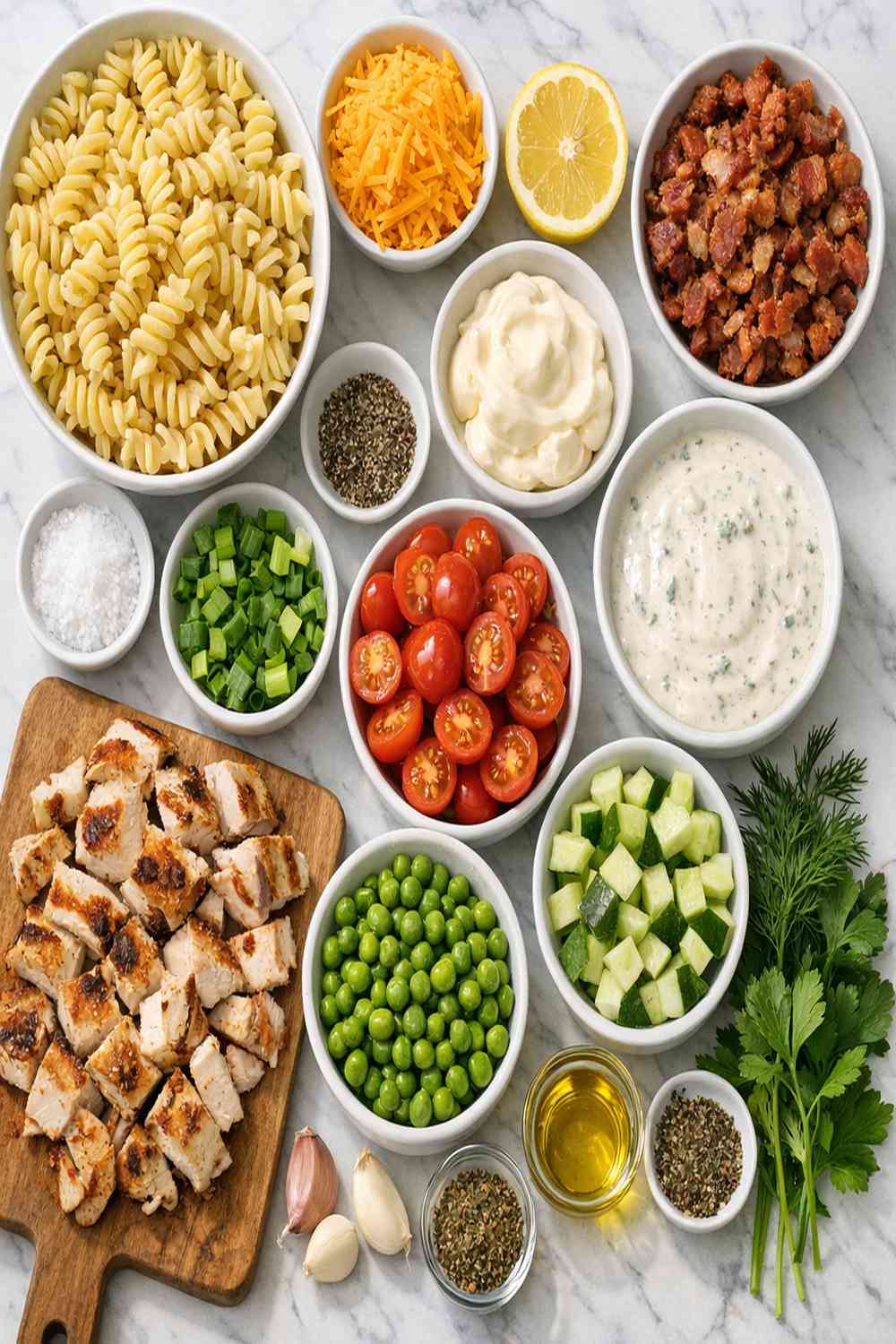 Chicken Bacon Ranch Pasta Salad Recipe ingredients
