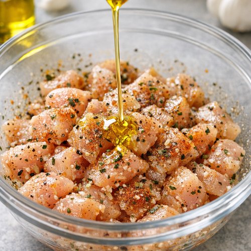 Step 4: Coat Protein in Oil and Seasonings