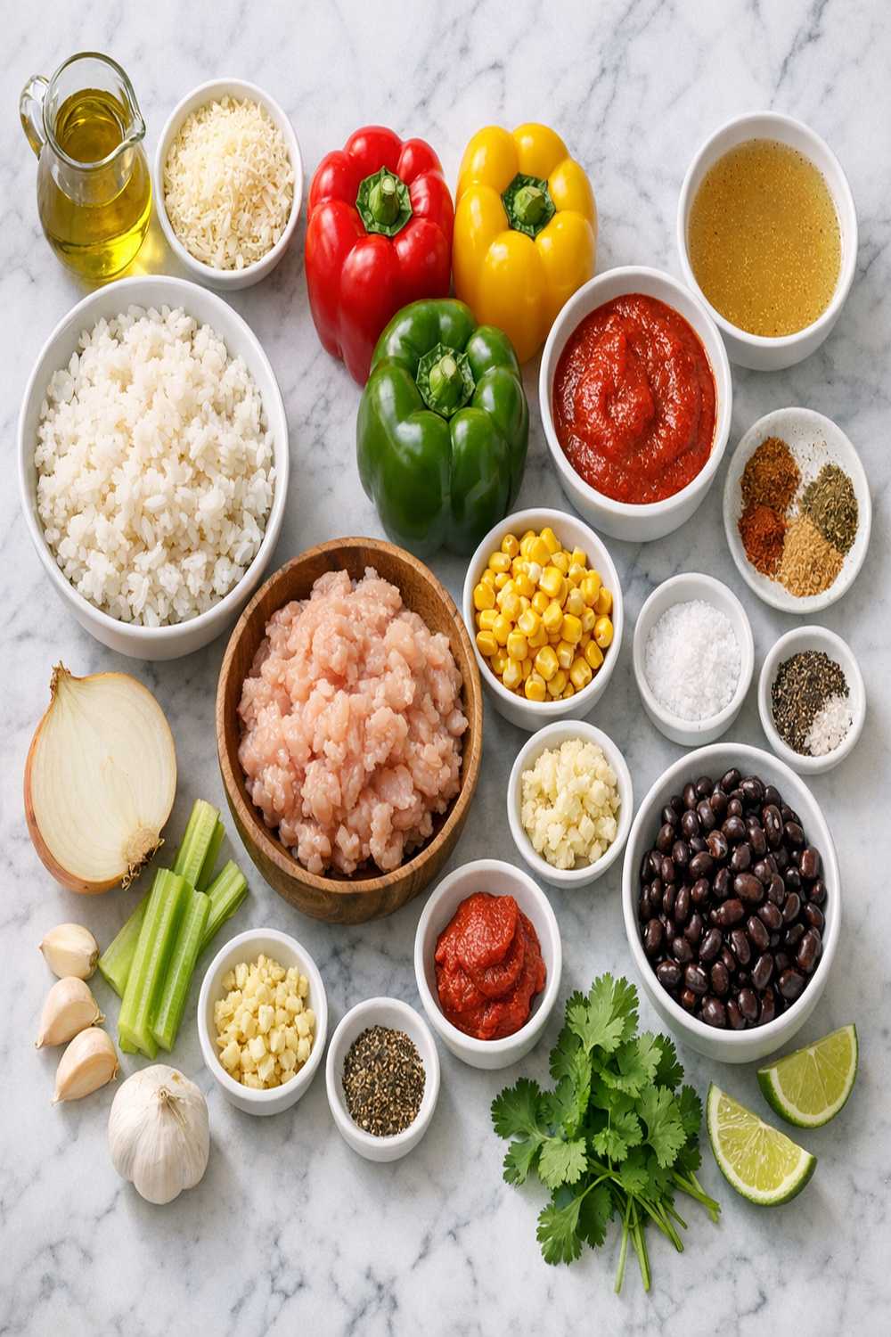 Chicken Rice Stuffed Peppers Recipe ingredients