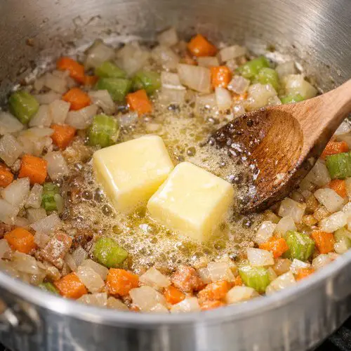 Step 3: Create an Aromatic Base With Butter and Vegetables